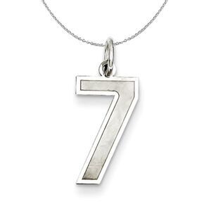 Sterling Silver, Jersey Collection, Medium Number 7 Necklace - 24 Inch